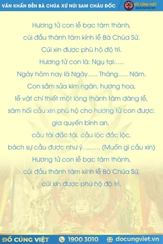 Bài Khấn Bà Chúa Xứ Núi Sam Châu Đốc Đầy Đủ Để Đọc Khi Cúng Bài Khấn Bà Chúa Xứ Núi Sam Châu Đốc Đầy Đủ Để Đọc Khi Cúng