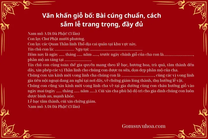 Bài Cúng Giỗ Cha Theo Cách Khẩn Nôm: Mẫu Văn Khấn Đầy Đủ Bài Cúng Giỗ Cha Theo Cách Khẩn Nôm: Mẫu Văn Khấn Đầy Đủ