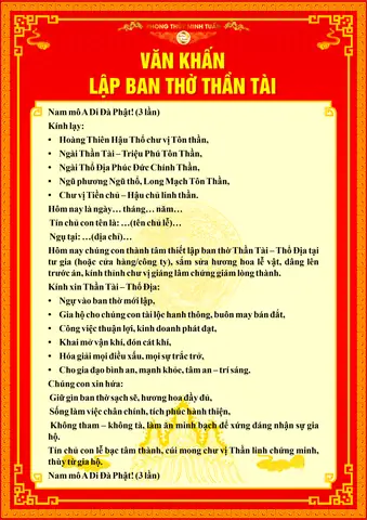 Bài Cúng Lập Bàn Thờ Thần Linh: Văn Khấn Đầy Đủ, Lễ Vật Và Cách Đọc