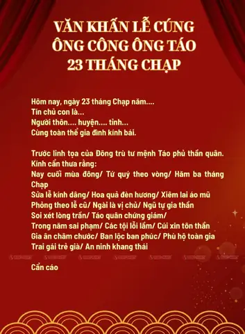 Bài Cúng Ông Táo 2026 Đầy Đủ: Văn Khấn Chuẩn Ngày 23 Tháng Chạp Bài Cúng Ông Táo 2026 Đầy Đủ: Văn Khấn Chuẩn Ngày 23 Tháng Chạp