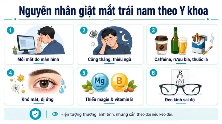Bị Giật Mắt Trái Ở Nam Là Điềm Gì? Giải Mã Chi Tiết Theo Giờ Và Khoa Học