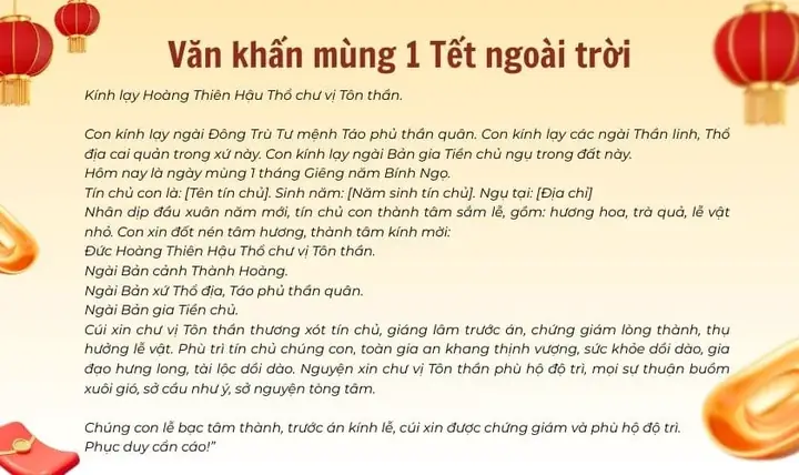 Hướng Dẫn Cúng Mùng 1 Tết Ngoài Trời Chuẩn Phong Tục: Thứ Tự, Văn Khấn, Mâm Cúng Và Giờ Tốt Năm 2025