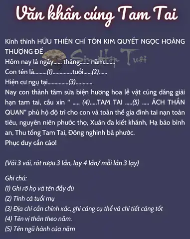 Hướng Dẫn Cúng Giải Hạn Tam Tai Cho Nữ Tuổi Mậu Ngọ: Tra Cứu 3 Năm Hạn, Ngày Giờ, Hướng, Lễ Vật, Văn Khấn Chuẩn Phong Thủy